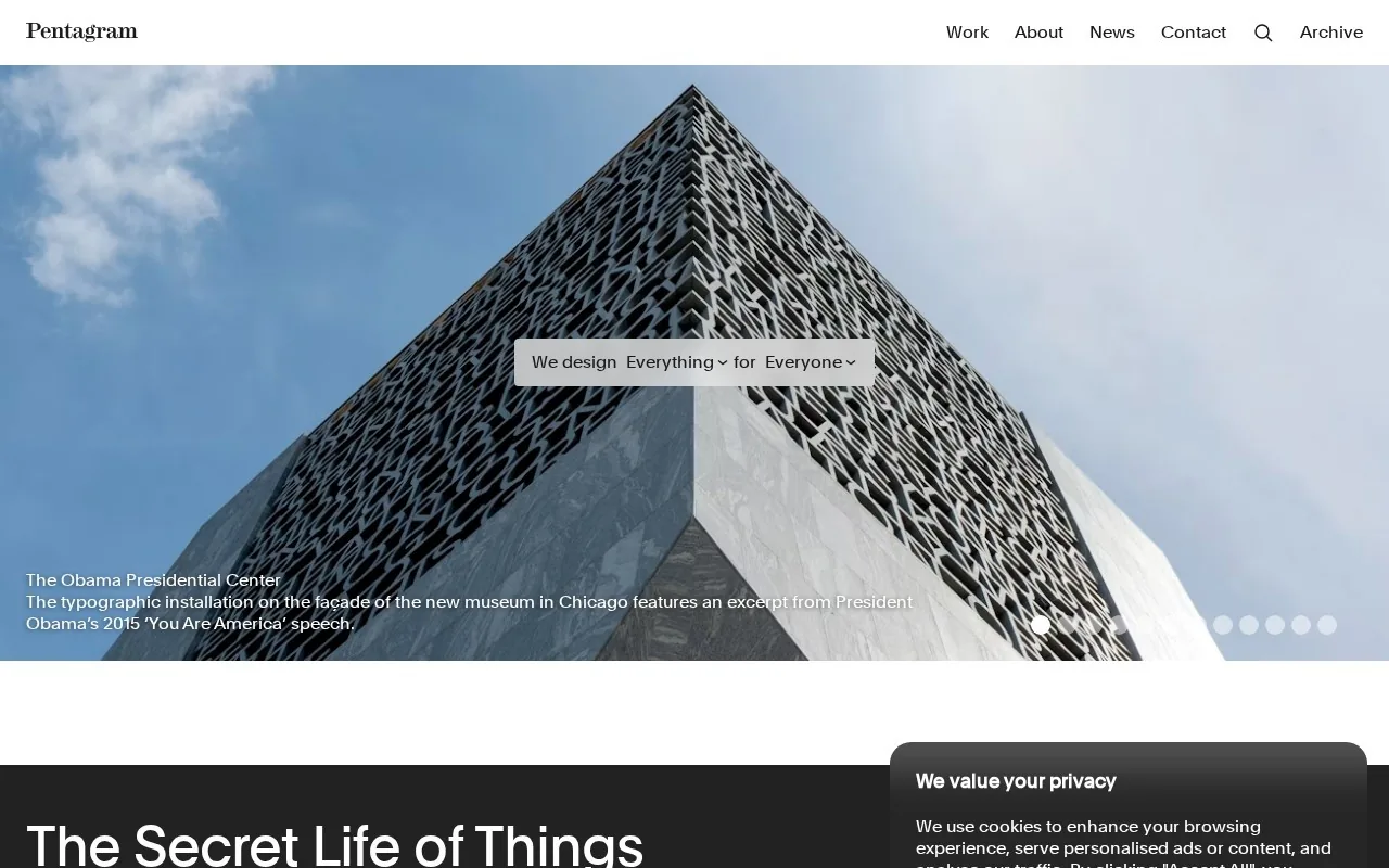 Startseite von pentagram.com