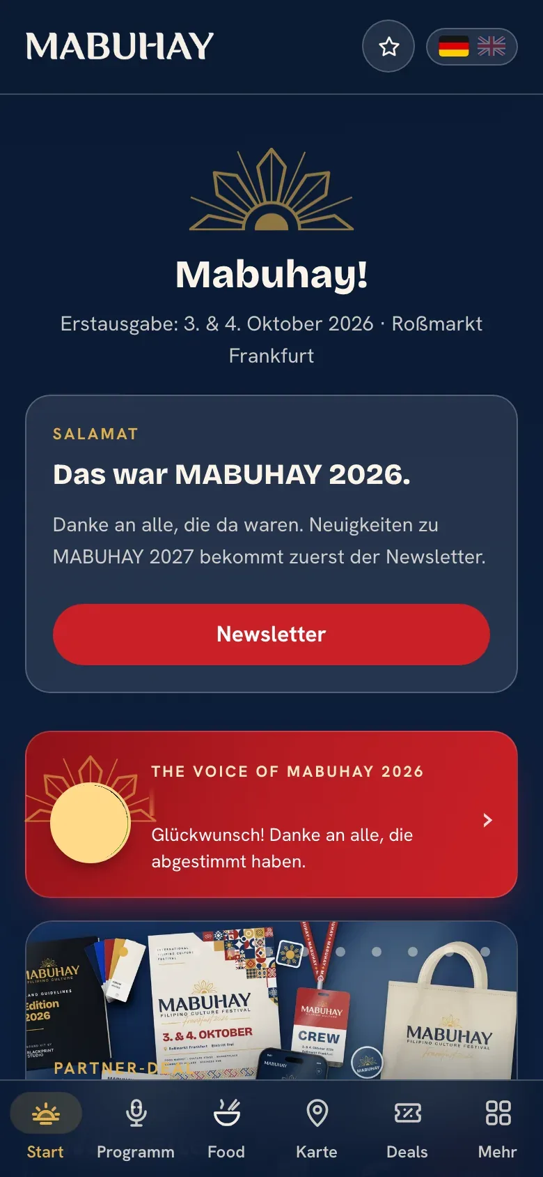 Festival-App von MABUHAY auf dem Handy